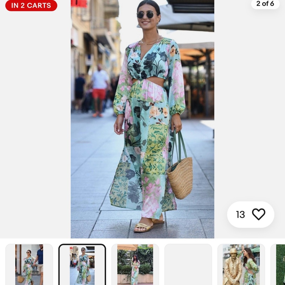 ZARA FLORAL PRINT CUT OUT DRESS - Picture 4 of 16